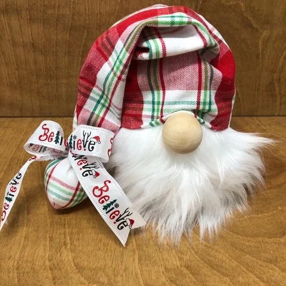 Believe Gnome Christmas Plaid Gift Red White Green Black - Picture 2 of 3